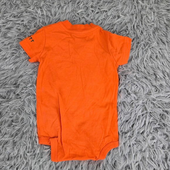 Carhartt Bodysuit Overalls Set Kids 6M Orange Camo Excellent SD8852-B 2pc - Picture 3 of 6